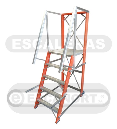 [8160-05] Escalera rodante tipo avión dieléctrica, 2 ruedas 75mm h=500mm