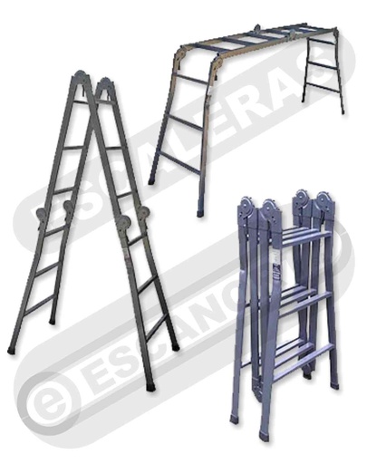 [5016] Escalera articulada cuatro tramos acero 16=1,28-2,35-4,90m