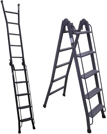 [5009] Escalera articulada dos tramos acero 9=2,52-4,95m