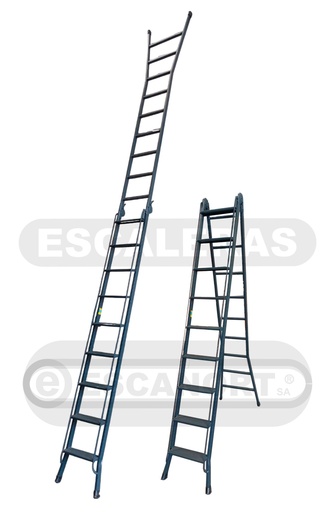 [5009] Escalera articulada dos tramos acero 9=2,52-4,95m