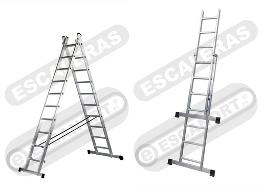 [1978-11] Escalera combinada 2 hojas aluminio 136kg 11+11=3,10-5,20m