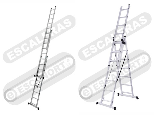 [1986-07] Escalera combinada 3 hojas alum. 136kg 7+7+7=2,10-3,30-4,50m