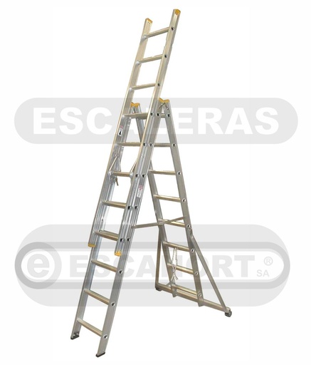 [1107] Escalera doble c/extensión aluminio 136kg 7+7=2,10-3,70m