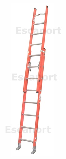 [9420-11] Escalera extensible PRFV dieléctrica pasante 113kg 11+11=3,3-5,8m 