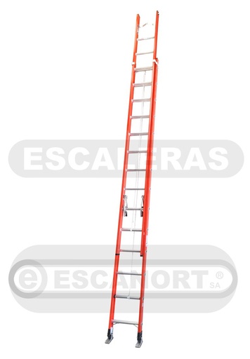 [9420-20] Escalera extensible PRFV dieléctrica pasante 113kg 20+20=6,1-10,7m