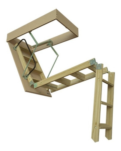 [P2.901-P] Escalera rebatible para altillos plegable en madera, con pasamanos