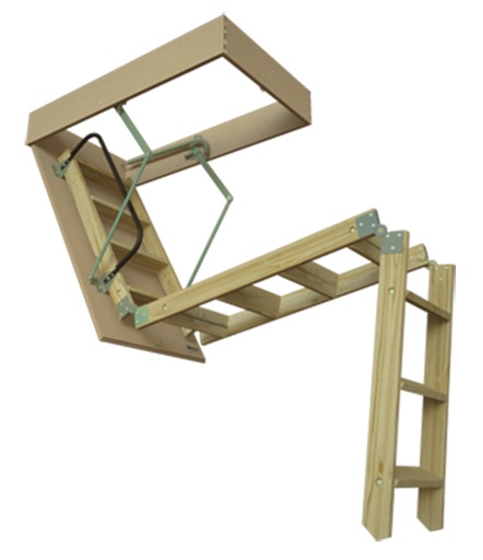 Escalera rebatible para altillos plegable enchap.cedro