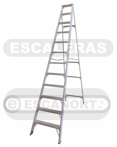 [1612] Escalera tijera simple acceso aluminio 136kg ref. 12=3,60m