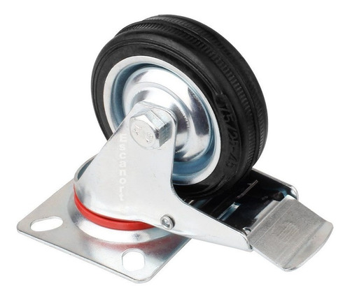 [A0007-P4] 4 x Ruedas chapa/goma 100 mm giratorias c/freno Pack4