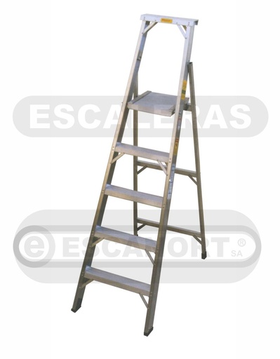 [1703] Escalera tijera simple acceso c/plataforma alum. 136kg ref. 3=0,90-1,50m